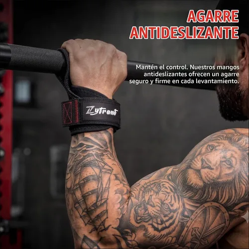 Vista 5 de Weight Lifting Grips with D-Ring, Leather Palm and Wrist Support