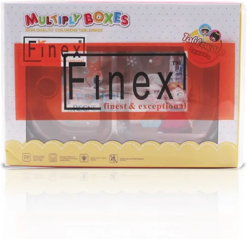 Vista 7 de Finex Caja Bento reutilizable azul de acero inoxidable con 2 compartimentos para alimentos con tapa transparente y cuchara - Princesa