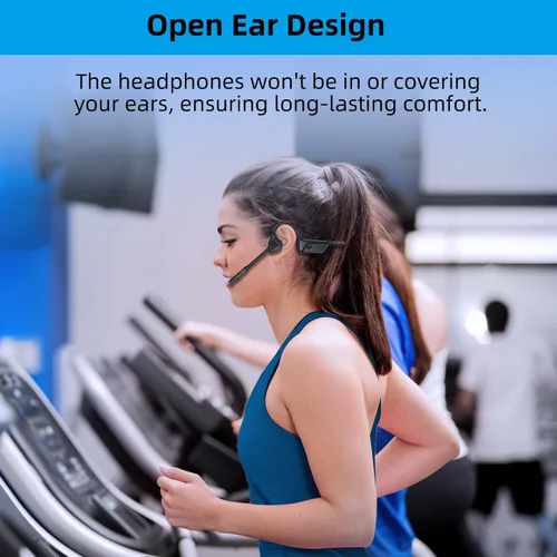 Vista 3 de ZIOCOM - Auriculares abiertos con micrófono, AptX-LL, compatibles con llamadas, reuniones BT5.1, auriculares de conducción de aire con botón