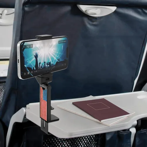 Vista 2 de Accesorios de viaje, bandeja universal para el respaldo del asiento, soporte de clip para teléfono manos libres, tamaño de bolsillo ajustable