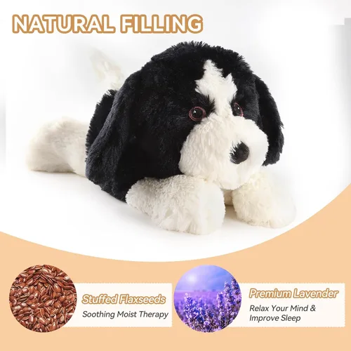 Vista 3 de Border Collie - Animal de peluche para perro, almohadillas térmicas para microondas para calambres y alivio de la ansiedad, refrescante