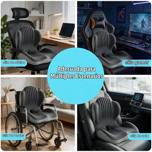 Vista 7 de Cojín de asiento ergonómico, cojines de asiento para silla de oficina con diseño en forma de L, cojín de espuma viscoelástica para el hogar, silla