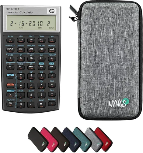 Vista 8 de HP 10B II Plus/Hewlett Packard 10BII+ Calculadora científica financiera + funda protectora WYNGS color negro
