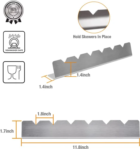 Vista 3 de Kabob - Juego de 2 brochetas de acero inoxidable Estante de metal para brochetas 2 piezas
