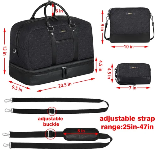 Vista 144 de IBFUN Bolsas de fin de semana para mujer, bolsa grande de lona para viaje, bolsa de viaje con compartimento para zapatos, 21 pulgadas, juego de 3