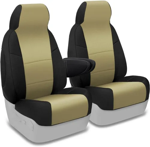 Vista 9 de Coverking Funda para asientos delanteros con ajuste personalizado, 50/50, estilo Neosupreme (gris con bordes negros), para modelos selectos de Ford