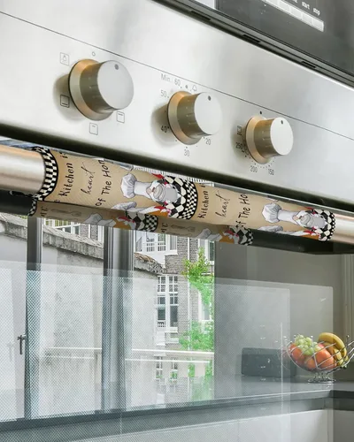 Vista 5 de Juego de 2 fundas para manijas de puerta de refrigerador con gnomos de chef, para lavavajillas, microondas, horno, nevera, estufa, accesorios