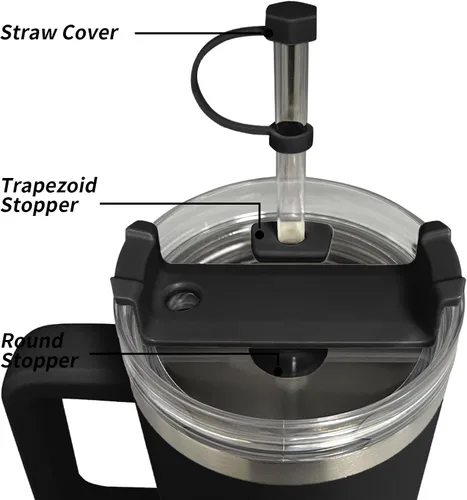 Vista 2 de Juego de 4 tapones antiderrames para Stanley Cup 2.0, accesorios de 40 onzas/30 onzas, kit de silicona a prueba de fugas de accesorios para vasos