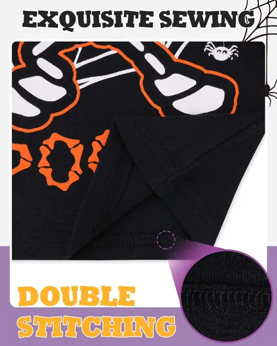 Vista 3 de KOBERO Pijamas de Halloween 100% algodón para niños y niñas de 18 meses-12 años