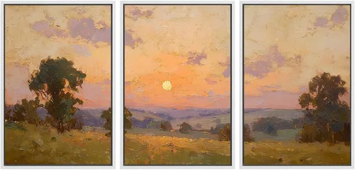 Vista 84 de SIGNWIN Lienzo enmarcado para pared, juego de arte de campos pastorales, flores silvestres, campo rústico, paisaje, floral, ilustraciones modernas