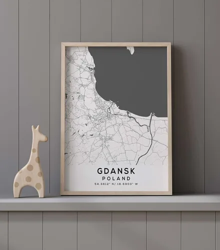 Vista 9 de Mapa de Gdansk, Polonia, Light 2 (16x20)