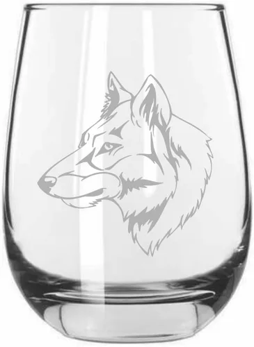 Vista 243 de Shar Pei (chino) - Vaso de vino sin tallo grabado para perro, 15.25 onzas