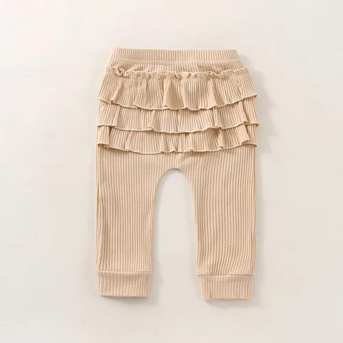 Vista 7 de Ropa de bebé para niña recién nacida, conjunto de trajes de otoño e invierno, mameluco de manga larga con volantes acanalados, juego de 3 piezas