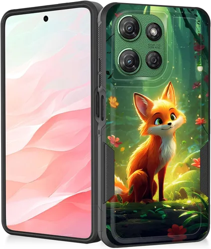 Vista 90 de Funda para Moto G Play 4G 2024, resistente de doble capa híbrida de policarbonato duro, goma suave, a prueba de golpes, funda protectora resistente