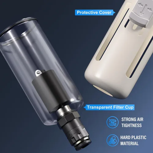 Vista 6 de TAILONZ PNEUMATIC Regulador de presión de filtro de aire de drenaje automático NPT de 1/2 pulgada Combo Piggyback, filtro compresor de herramienta