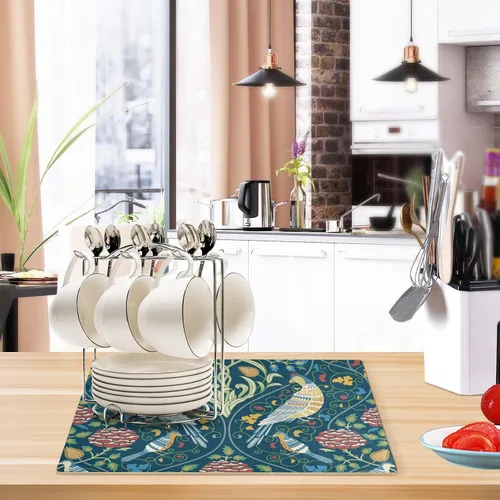 Vista 6 de Tapete de café para cafetera, tapete con respaldo absorbente antideslizante para encimera de cocina, de secado rápido, lavable, de secado de platos