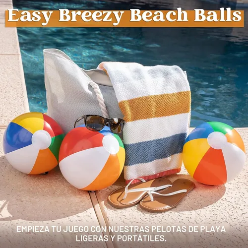 Vista 3 de JOYIN Paquete de 12 pelotas de playa de 12 pulgadas, juguetes inflables clásicos a granel para piscina, juegos de adultos y niños, suministros