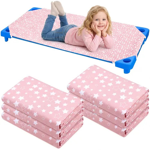 Vista 12 de Peryiter Juego de 6 sábanas para cuna, tamaño estándar de 24 x 51 pulgadas, para tapete de siesta para niños pequeños con bonito patrón y bucles