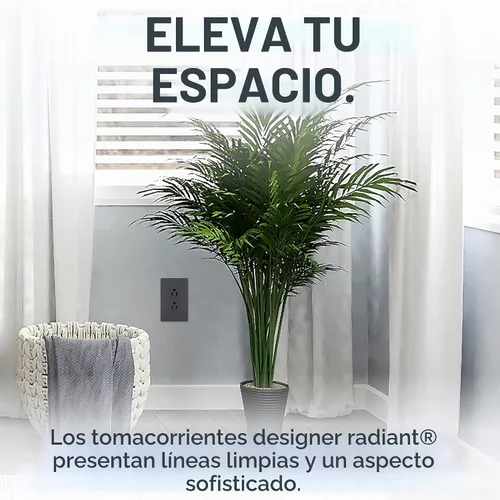Vista 6 de Legrand Radiant - Salida decorativa de 15 amperios resistente a manipulaciones, grafito oscuro, 1 paquete