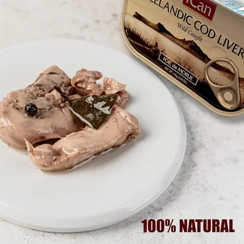 Vista 6 de Ican Hígado de bacalao salvaje islandés en aceite propio, 4.06 oz