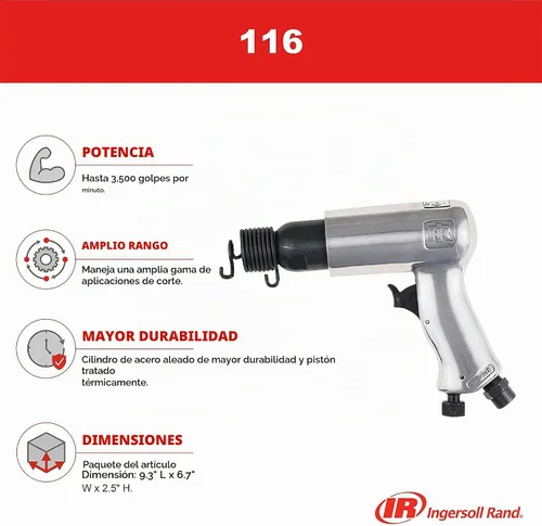 Vista 2 de Ingersoll Rand Martillo neumático 116, 3500 BPM, carrera de 2-5/8