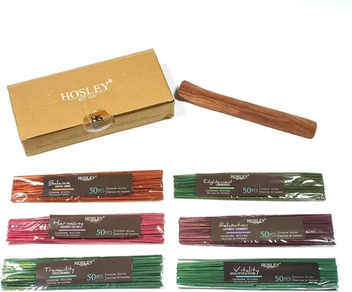 Vista 15 de Hosley Paquete de 480 varillas de incienso surtidas, 12 aromas, incluyendo Nag Champa, lavanda, sangre de dragón, bolsa de agarre, ideal
