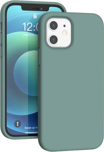 Vista 246 de Funda de silicona líquida compatible con iPhone 12 Pro Max 6.7 pulgadas, funda de gel de protección completa con forro de microfibra, funda