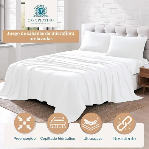 Vista 2 de Casa Platino Juego de sábanas individuales, juego de sábanas de microfibra cepillada 100% prelavada, juego de 3 piezas, ropa de cama refrescante 01