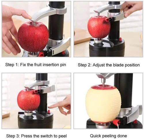 Vista 4 de Pelador eléctrico de patatas pelador automático de manzanas, máquina peladora inteligente de frutas y verduras, herramienta de pelado de cocina
