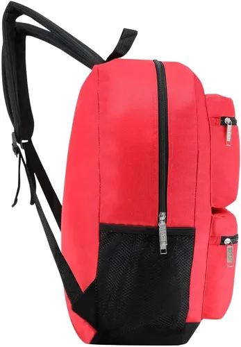 Vista 5 de Paquete de 24 mochilas escolares de 19 pulgadas para niños, mochilas a granel para estudiantes de primaria, media y secundaria, RojoAzulNegro