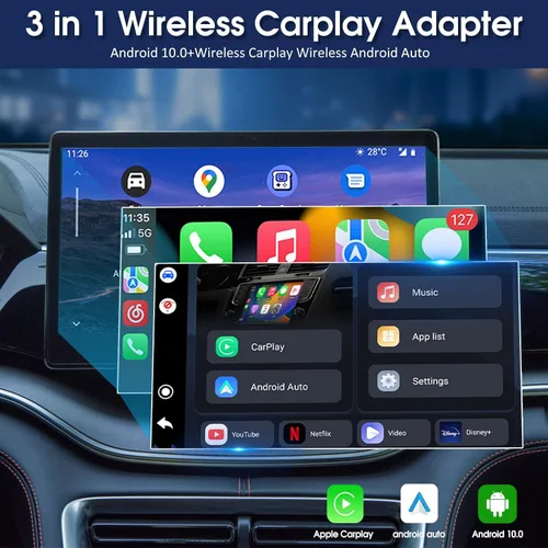 Vista 2 de Magic CarPlay Box 3.0 Max, CarPlay AI Box Soporte YouTube/Netflix/Hulu, etc., Qualcomm Multi-Core Android System Multimedia Video Box
