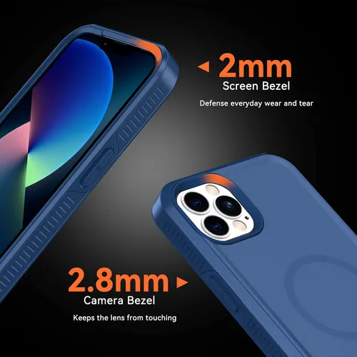 Vista 4 de Dataroad - Funda magnética para iPhone 13 Pro Max, resistente compatible con MagSafe, protección contra caídas de grado militar, forro de microfibra