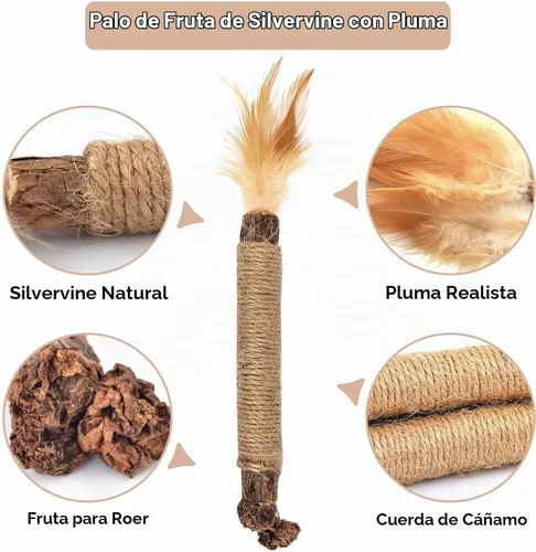 Vista 4 de Bissap 10 palitos masticables Silvervine para gatos, palitos masticables de hierba gatera, juguetes para gatos en interiores, dientes de gatitos