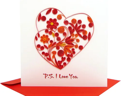 Vista 7 de GREENHANDSHAKE Art 4 corazones, tarjeta de felicitación de arte quilling para cumpleaños, día de San Valentín, día de la madre, aniversario