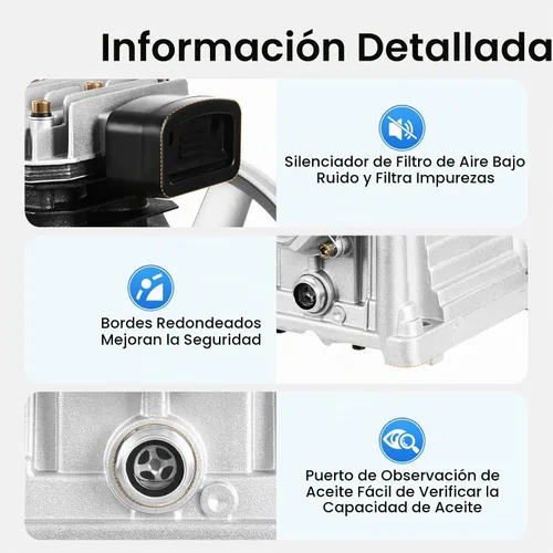 Vista 7 de Cabezal de bomba de compresor de aire, 3HP 66Gal/min 145PSI de una sola etapa de doble cilindro herramienta de aire universal compresor de aire