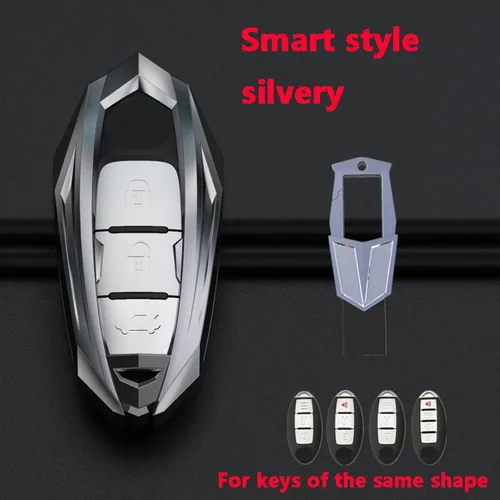 Vista 4 de LAVIYE Carcasa protectora de aleación de zinc para coche, llaves de control remoto, para Nissan TEANA Sunny Sima X-Trail Qashqai Murano Patrol Q50