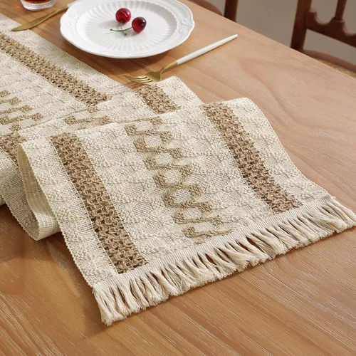 Vista 13 de Niviy Juego de 4 manteles individuales bohemios, 12x18 Pulgadas de arpillera de algodón natural y manteles de cocina tejidos para Acción de Gracias