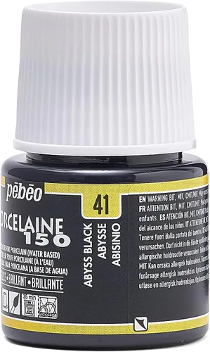 Vista 9 de Pebeo Porcelaine 150 - Pintura para porcelana de alto brillo a base de agua, botella de 45 ml - Negro abismo
