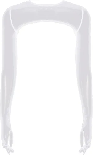 Vista 5 de FEESHOW Guantes de malla transparente para mujer manga larga parte delantera abierta protección solar top corto