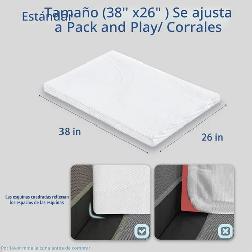 Vista 2 de Colchón Pack and Play, protector de colchón Pack n Play