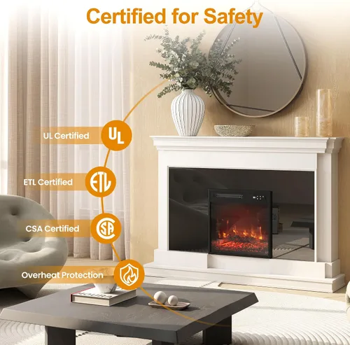 Vista 7 de Royalcraft Inserto de chimenea eléctrica de 18 pulgadas, calentador de chimenea empotrado con control remoto, calentador pequeño con bajo ruido