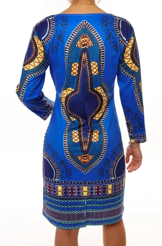 Vista 2 de Vestido de verano bohemio con cuello en V para mujer, estilo étnico, estampado africano