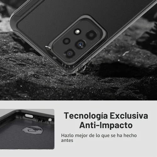 Vista 3 de Funda protectora resistente para Galaxy A53 5G, funda protectora resistente con [3 en 1] Cubierta de protección a prueba de golpes de goma Negro