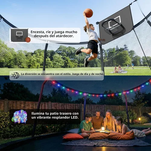 Vista 3 de Outdoor Trampoline with Net for Kids 10FT 12FT 14FT 15FT 16FT Negro