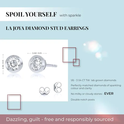 Vista 3 de Aretes de diamantes cultivados en laboratorio para mujeres y hombres Aretes de diamantes TW de 16-3 14 qt. Oro blanco y amarillo de 14 quilates
