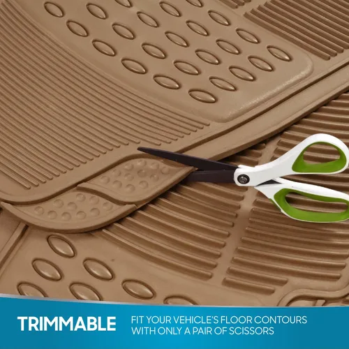 Vista 9 de BDK ProLiner - Alfombrillas de goma resistentes para automóvil, protección para todo tipo de clima, juego de 3 piezas (beige claro)