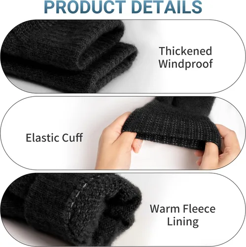 Vista 5 de TOBEHIGHER Guantes de invierno Guantes para mujer para clima frío, guantes de invierno para pantalla táctil, guantes de punto de lana de alpaca