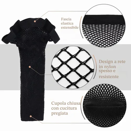 Vista 8 de Dreamlover Gorras de peluca de ganchillo, gorras de malla negra para pelucas, 3 piezas Negro