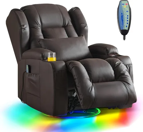 Vista 11 de DRMBOOK Sillas reclinables giratorias de doble motor con masaje y calor Gris