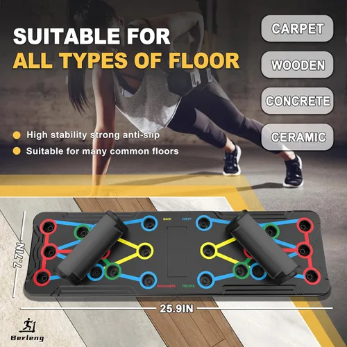 Vista 3 de Berleng Tabla de Flexiones – Soporte de fitness plegable para flexiones 36 en 1 para entrenamiento de fuerza portátil. Equipo robusto y estable